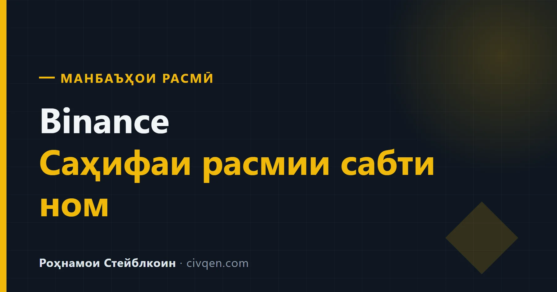 Сабти ном дар Binance (рамзи даъват BNW01)