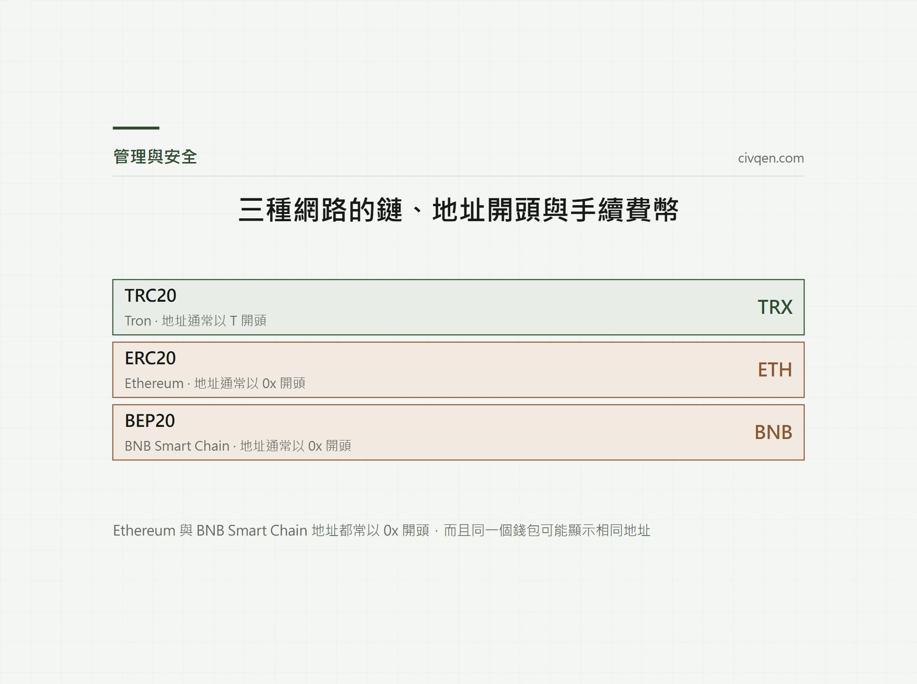 USDT 轉帳網路怎麼選：TRC20、ERC20、BEP20 防錯指南